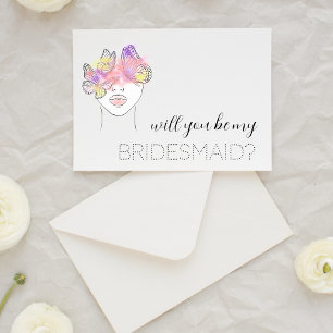 Elegant Watercolor Pink Will You Be My Bridesmaid