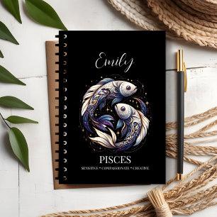 Elegant Watercolor Pisces Zodiac Custom Journal