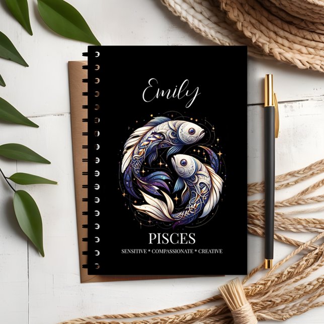 Elegant Watercolor Pisces Zodiac Custom Journal (Creator Uploaded)