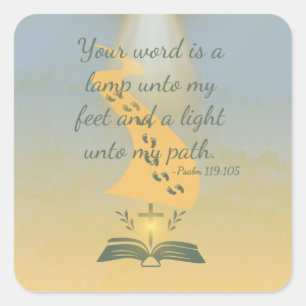 Elegant Watercolor Psalm 119:105 Square Sticker