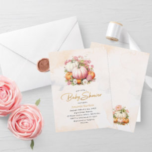 Elegant  Watercolor Pumpkin Baby shower Invitation