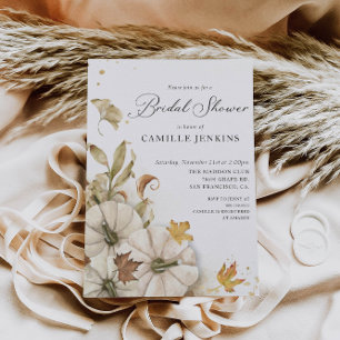 Elegant Watercolor Pumpkin Fall Bridal Shower Invitation