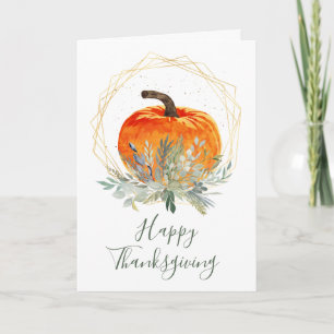 Elegant Watercolor Pumpkin Thanksgiving Card