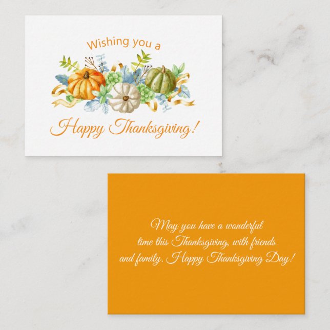 elegant watercolor pumpkins thanksgiving holiday  card (Front/Back)