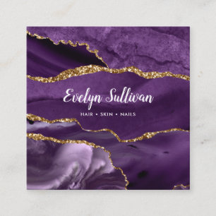 elegant watercolor purple agate  square business card