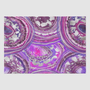 Elegant Watercolor Purple and Silver Agate Slices Tissue Paper