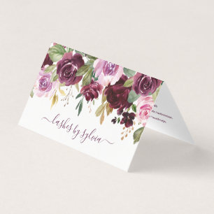 Elegant Watercolor Purple Floral Aftercare Lashes Business Card