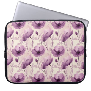 Elegant Watercolor Purple Floral Pattern Laptop Sleeve