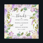 Elegant Watercolor Purple Floral Wedding Favour Magnet<br><div class="desc">Purple floral wedding favour magnet with a border of watercolor painted flowers in shades of pastel violet, lavender, lilac and ivory. Inside is the message "Thanks for coming to our wedding " along with your names and date. These elegant wedding favour magnets make useful wedding favours and are perfect for...</div>