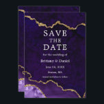 Elegant Watercolor Purple Gold Marble Agate Geode Save The Date<br><div class="desc">Modern Elegant Watercolor Purple and Gold Marble Agate Geode Save The Date Card</div>