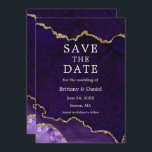 Elegant Watercolor Purple Gold Marble Agate Geode Save The Date<br><div class="desc">Modern Elegant Watercolor Purple and Gold Marble Agate Geode Save The Date Card</div>