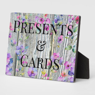 Elegant watercolor purple wildflowers barnwood plaque