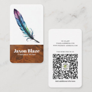 Elegant Watercolor Quill Pen Freelance writter Business Card
