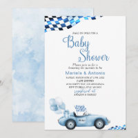 Elegant  Watercolor Race Car Baby Shower