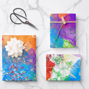 Elegant Watercolor Rainbow Pride Alcohol Ink Wrapping Paper Sheet