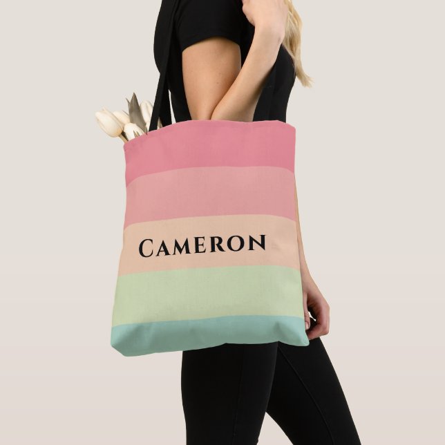 Elegant Watercolor Rainbow Tote Bag (Close Up)