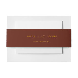 Elegant Watercolor Red and Gold Poinsettia Wedding Invitation Belly Band