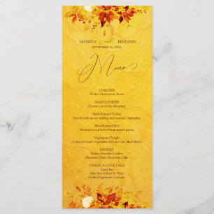Elegant Watercolor Red and Gold Poinsettia Wedding Menu