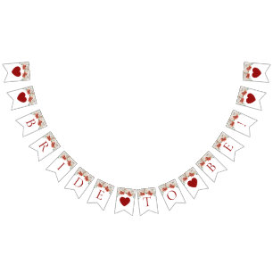 Elegant Watercolor Red Floral Winter Bride to Be Bunting