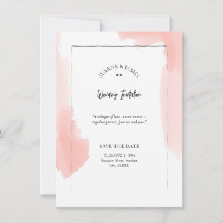 Elegant Watercolor Red Minimalist Wedding Invitation