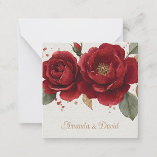 Elegant Watercolor Red Roses with Golden Glitter Card