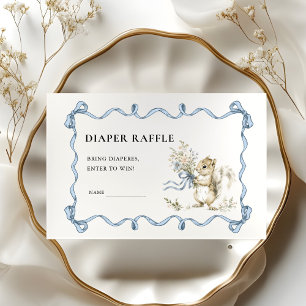 Elegant watercolor Ribbon squirrel diaper raffle Enclosure Card