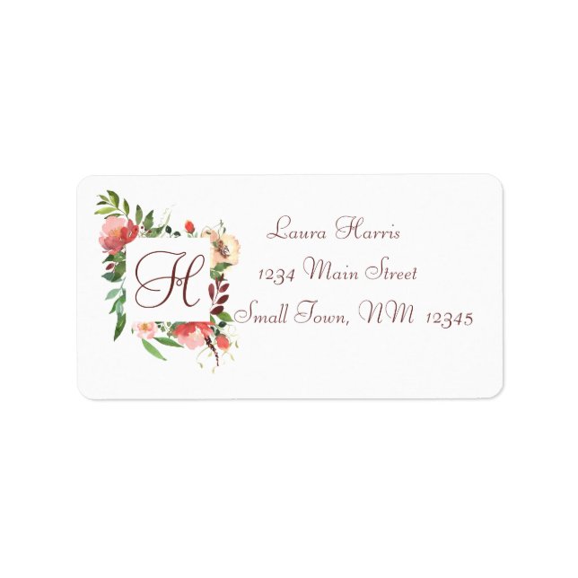 Elegant Watercolor Rose Bouquet Frame Label (Front)