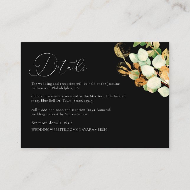 Elegant Watercolor Rose Gold Greenery Enclosure Card (Front)