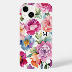 Elegant Watercolor Roses Bloom Personalised Name Case-Mate iPhone 14 Case