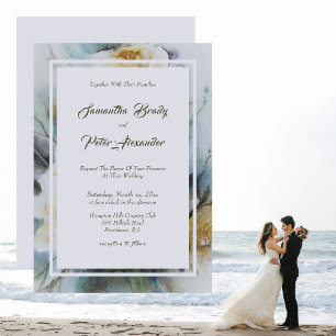 Elegant Watercolor Roses Cream with Sage Green Invitation