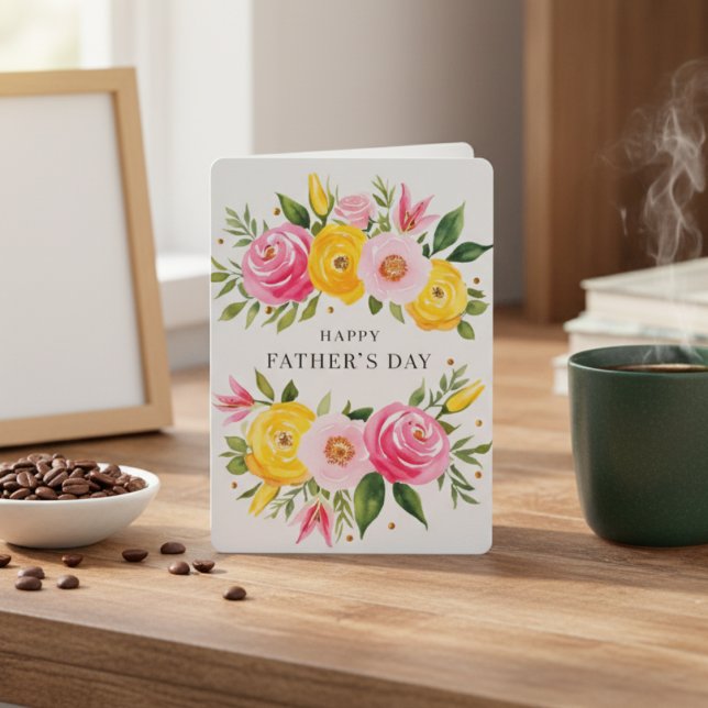  Elegant Watercolor Roses Happy Father's Day Card (Elegant Watercolor Roses Happy Father's Day Card)