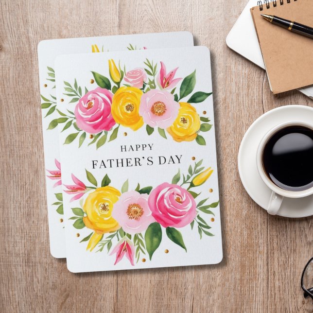  Elegant Watercolor Roses Happy Father's Day Card ( Elegant Watercolor Roses Happy Father's Day Card)