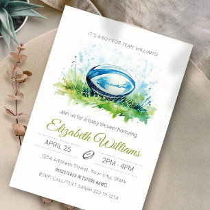 Elegant Watercolor Rugby Baby Shower Invitation