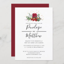 Elegant Watercolor Rustic Candle Christmas Wedding