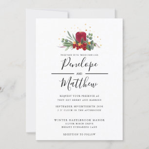 Elegant Watercolor Rustic Candle Christmas Wedding Invitation
