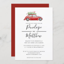 Elegant Watercolor Rustic Car Christmas Wedding