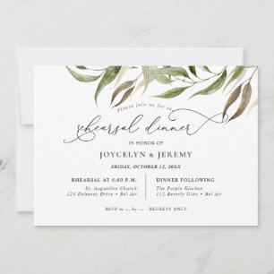 Elegant Watercolor Rustic Eucalyptus Rehearsal Invitation