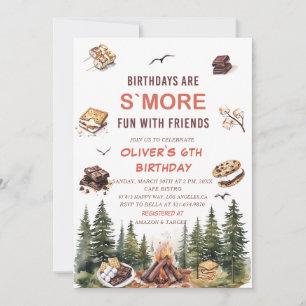 Elegant Watercolor S`more to love fall 6th birthd Invitation
