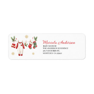 Elegant Watercolor Santa Baby Christmas baby showe Return Address Label