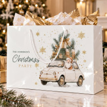 Elegant Watercolor Santa Car Snow Christmas Party