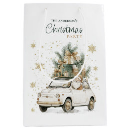 Elegant Watercolor Santa Christmas Party Medium Gift Bag