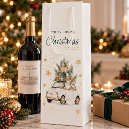 Elegant Watercolor Santa Christmas Party Wine Gift Bag