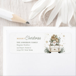 Elegant Watercolor Santa Gifts Christmas Return Address Label