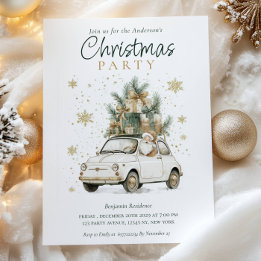 Elegant Watercolor Santa QR Code Christmas Party Holiday Card