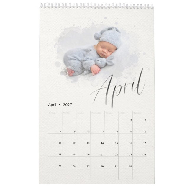 Elegant Watercolor Script Multi Photo Calendar (Apr 2027)