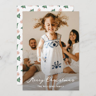 Elegant Watercolor Script Photo Christmas Holiday Card