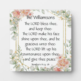 Elegant Watercolor Scripture Blessing Numbers 6 24 Plaque