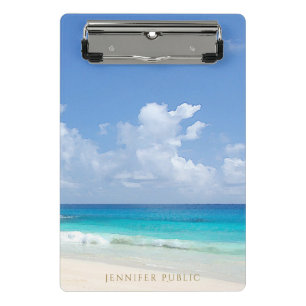 Elegant Watercolor Seaside Waves Trendy Template Mini Clipboard