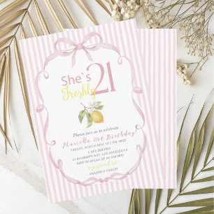 Elegant  Watercolor she is 21 freshly Birthday  Gi Invitation