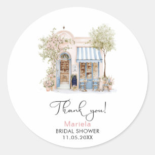 Elegant Watercolor She Said Oui Pink Flowers Brida Classic Round Sticker